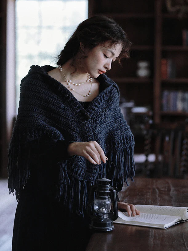 Enchanted Midnight Wool Shawl