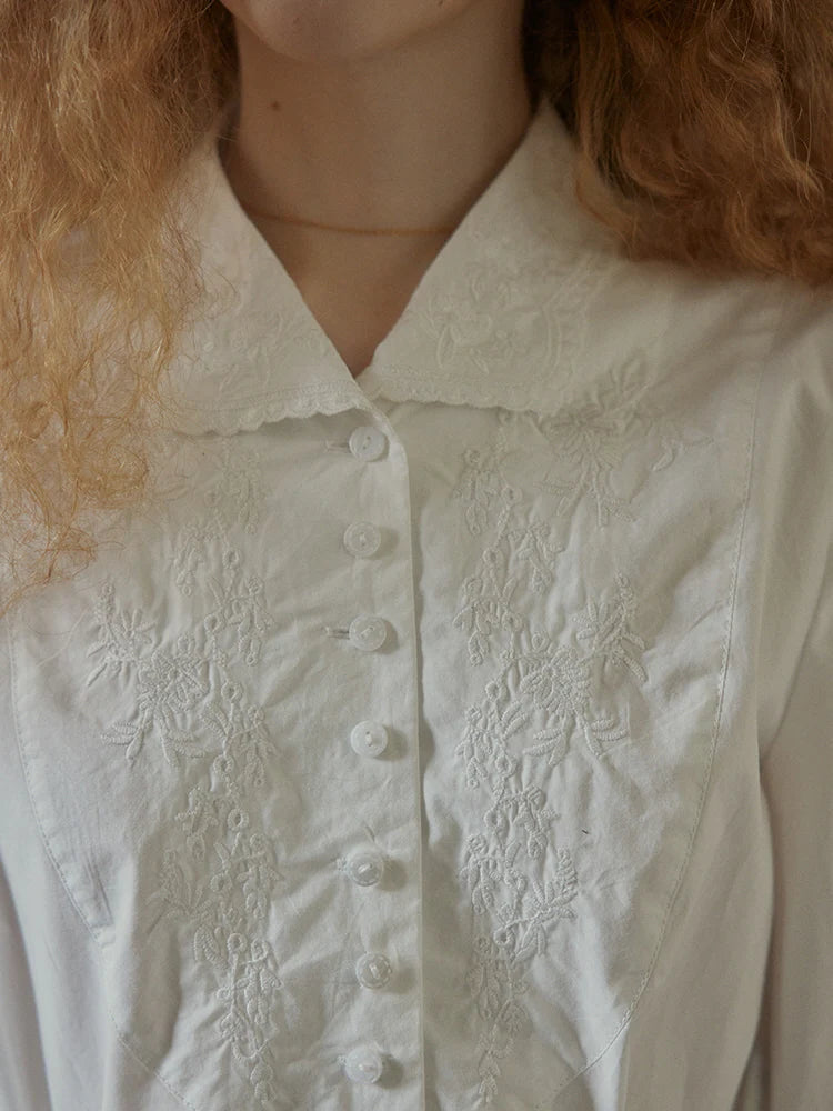 Embroidered Victorian Cotton Blouse