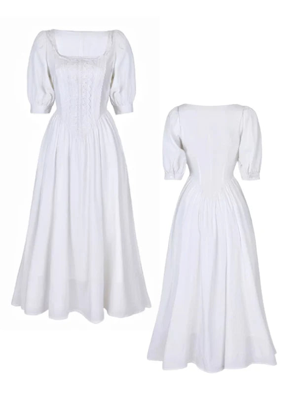 Vintage Lace Elegance White Dress