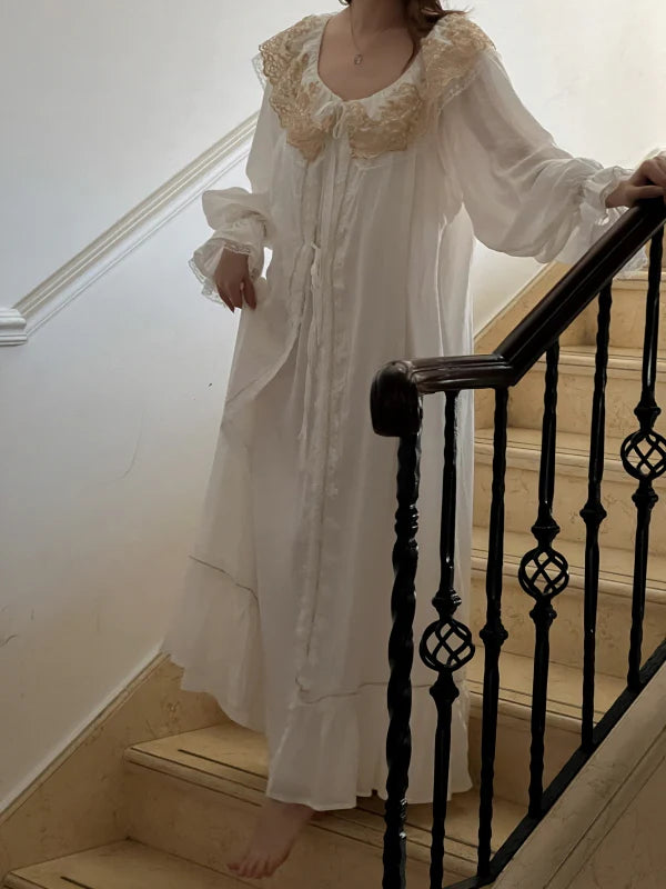 Golden Orchard Two-Piece Lace Loungewear Set