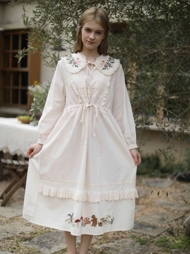 Woodland Story Embroidered Cotton Dress
