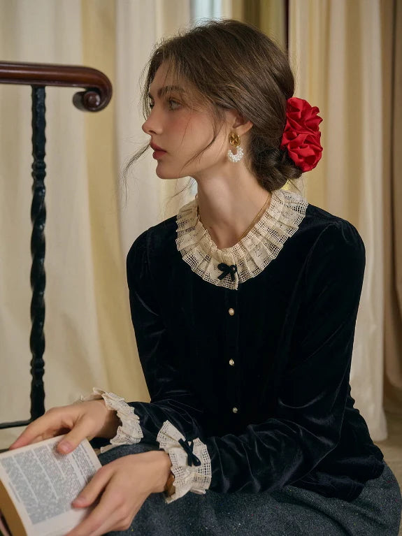 Velvet Elegance Vintage Blouse