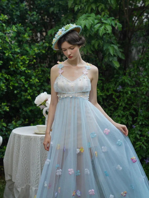 Blooming Petal Fairy Blue Tulle Dress