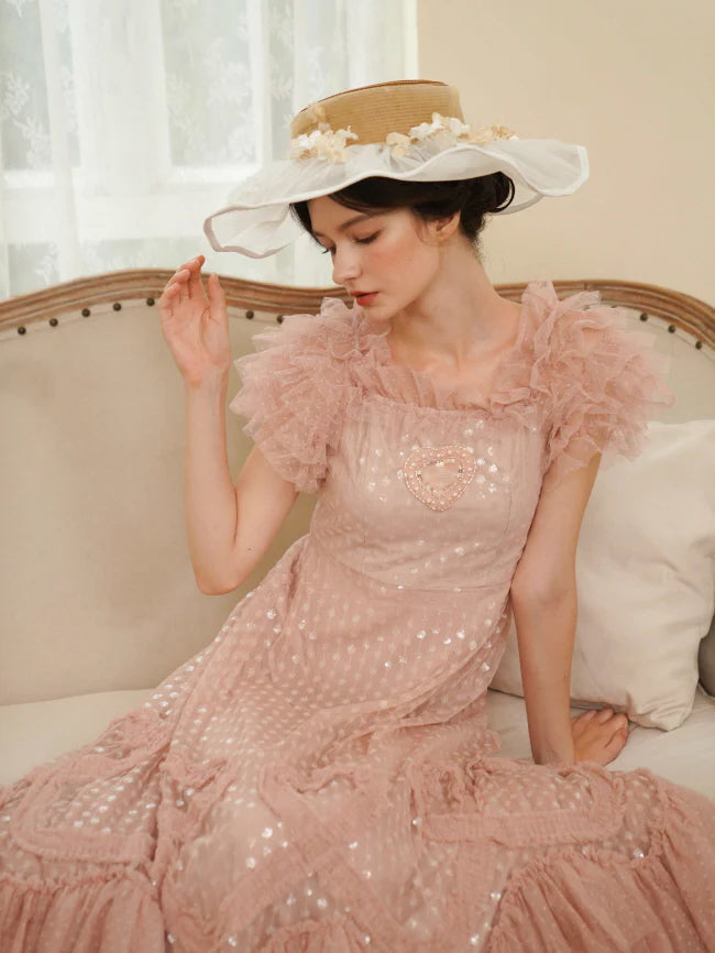 Blush Heart Ruffle Tulle Dress