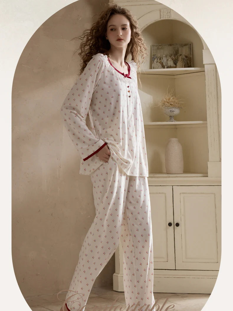 Cherry Blossom Ruffle Pajama Set