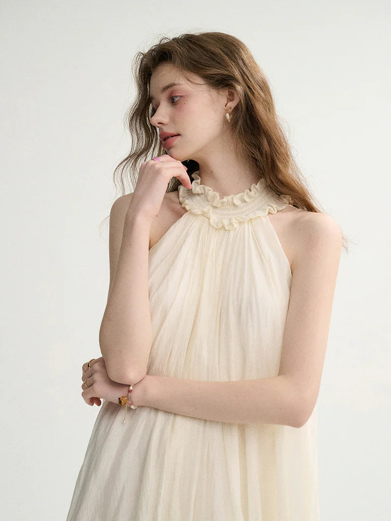 Ethereal Ruffle Halter Dress