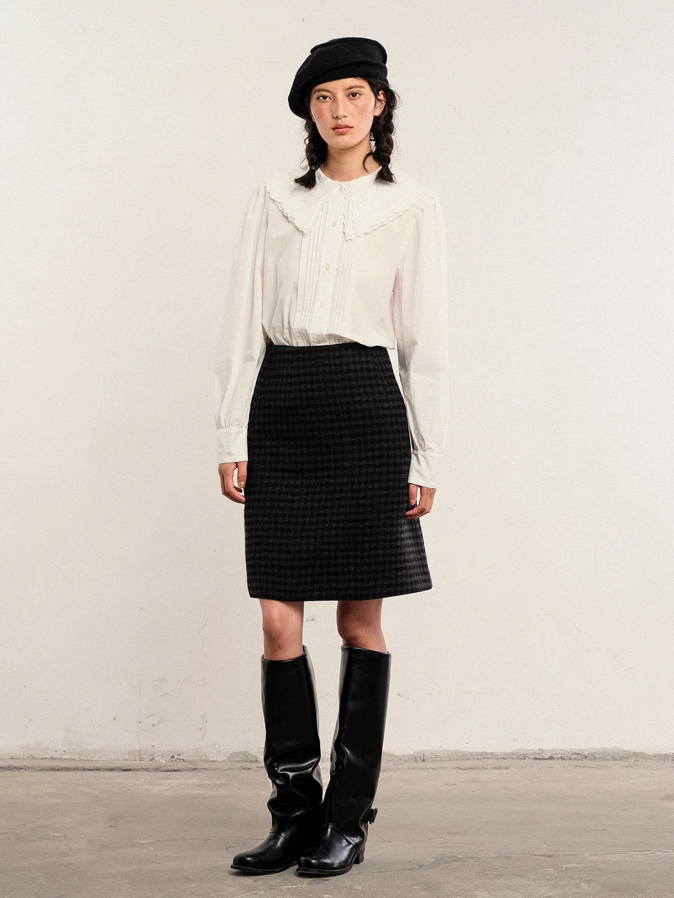 Vintage Embroidered Cotton Collar Blouse