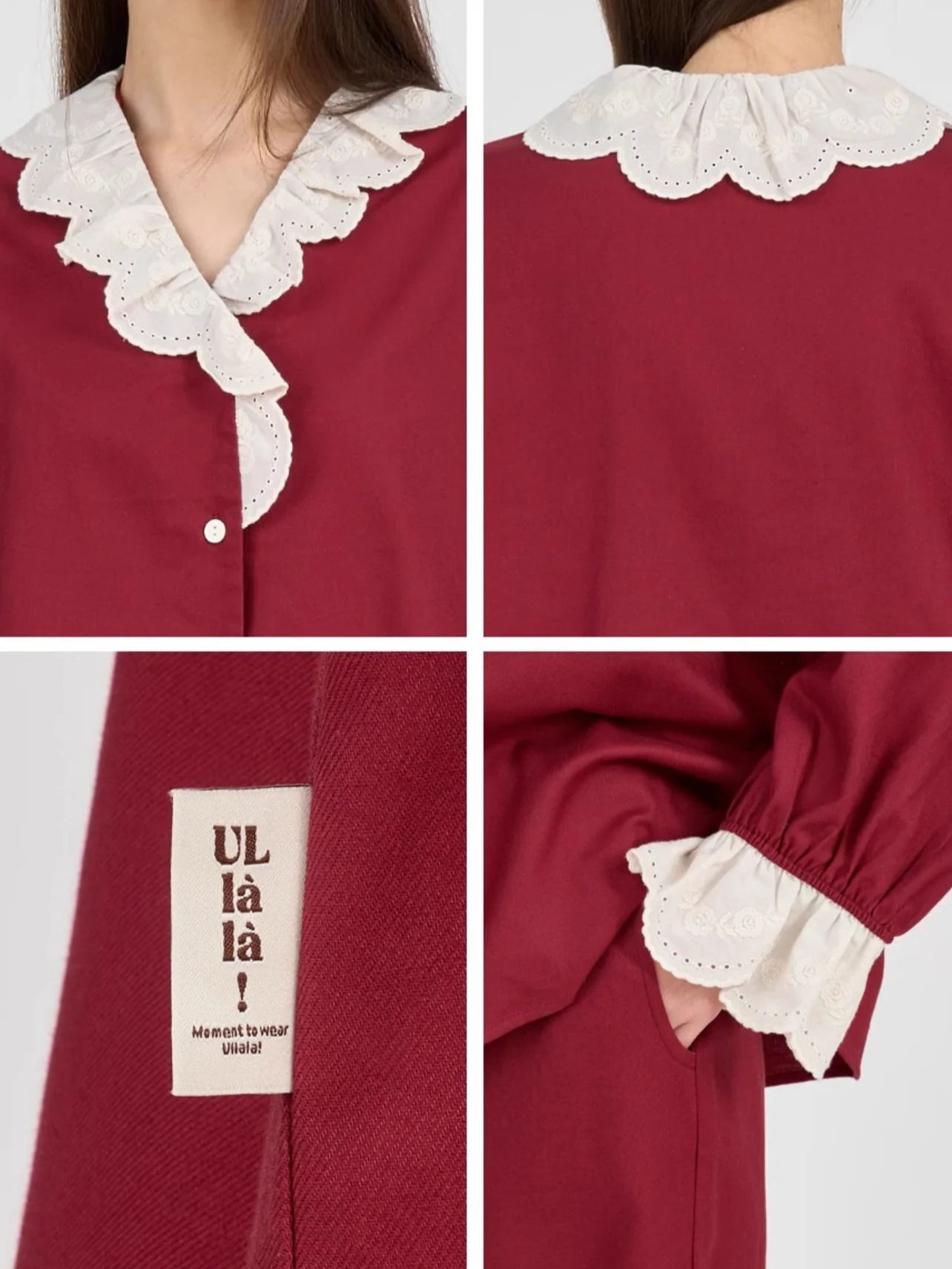 Autumn Romance Cotton Lace Pajama Set