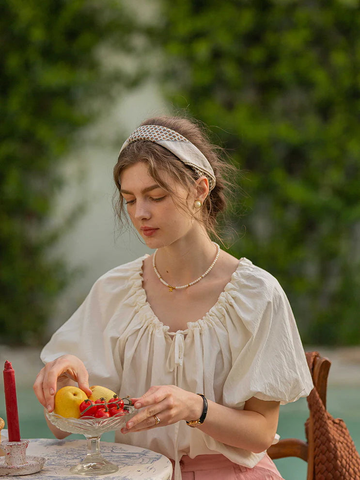 Olivia's White Puff-Sleeve Summer Blouse