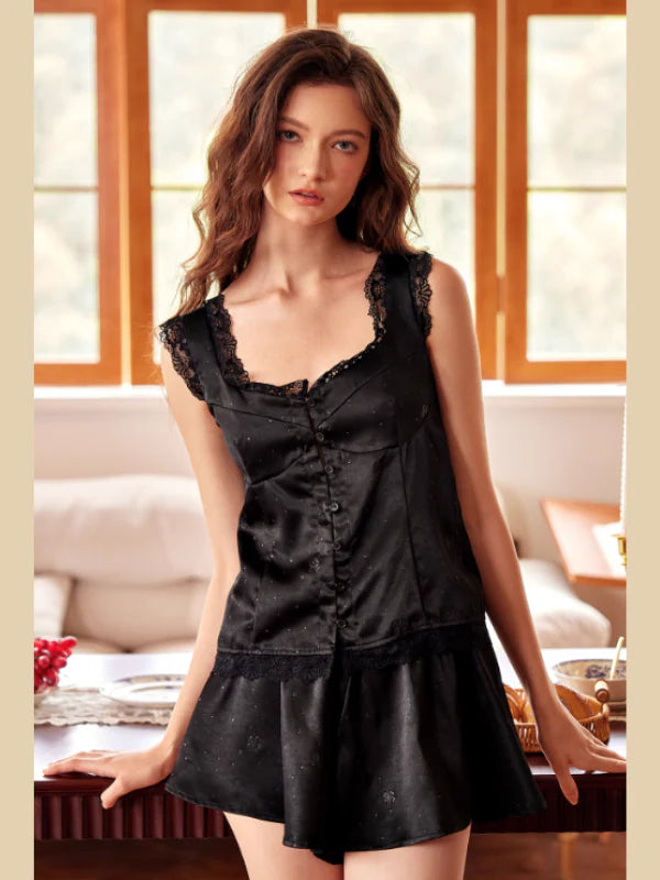 Midnight Elegance Lace Pajama