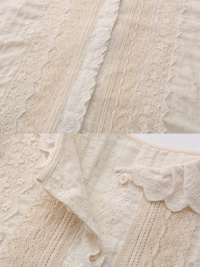 Antique Cream Lace Panel Blouse