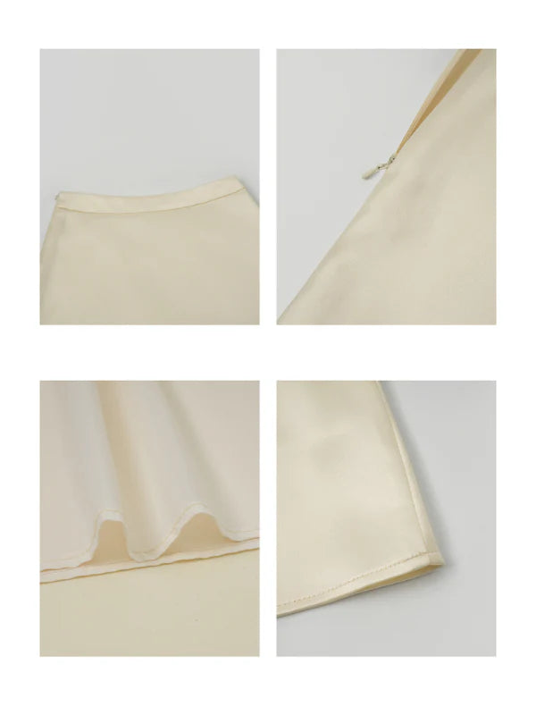 Ivory Ruffle Top & Satin Flare Skirt