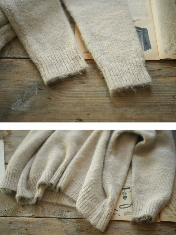 Elegant Floral Cashmere V-Neck Sweater