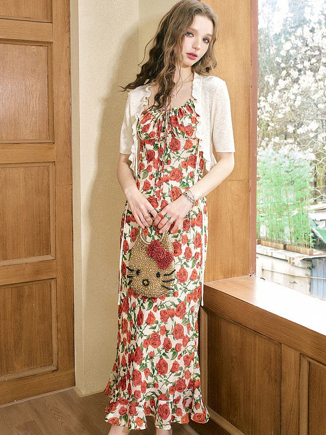 Ethereal Rose Garden Sheer Maxi Dress