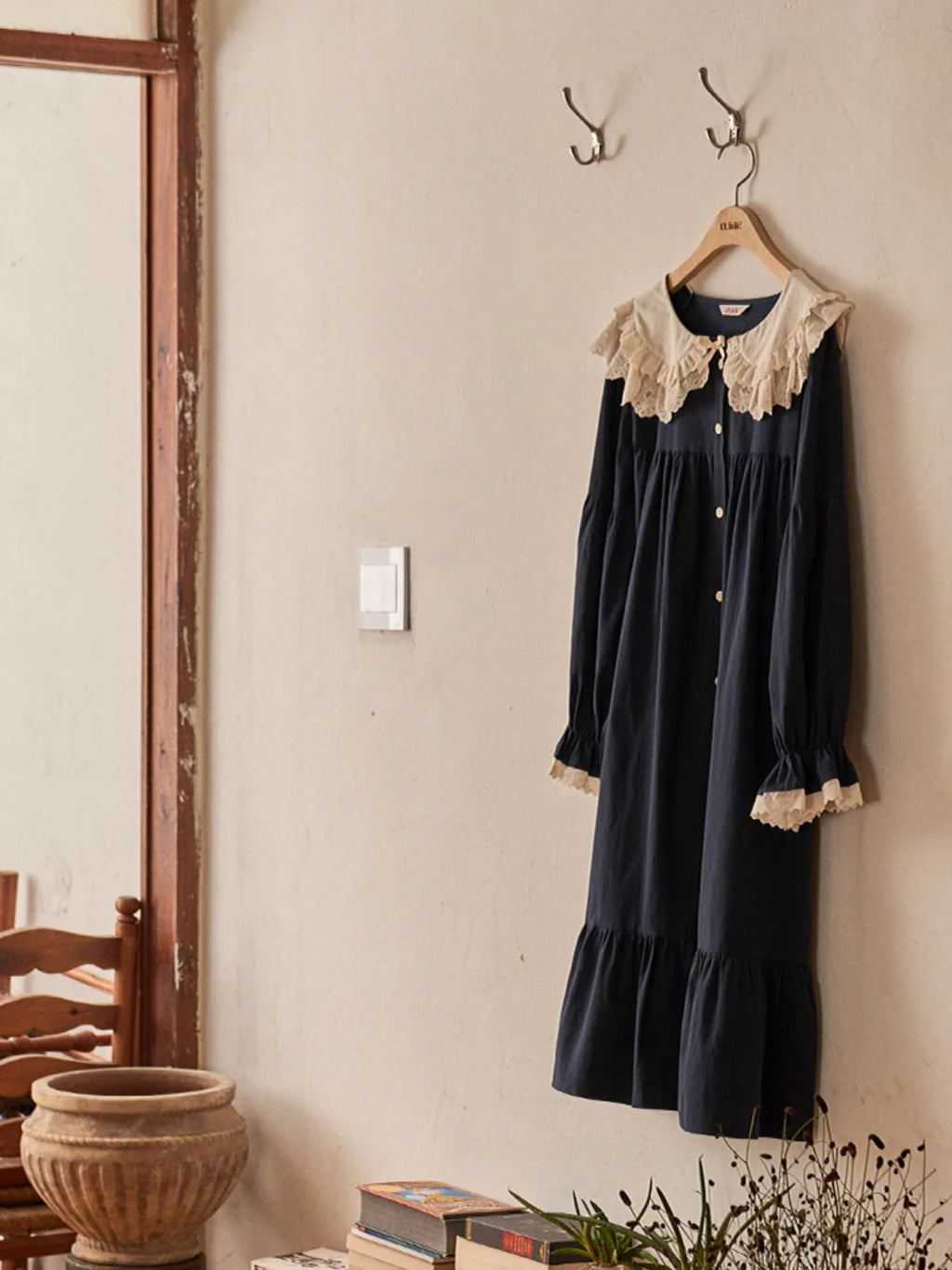 Midnight Lace Collar Nightgown