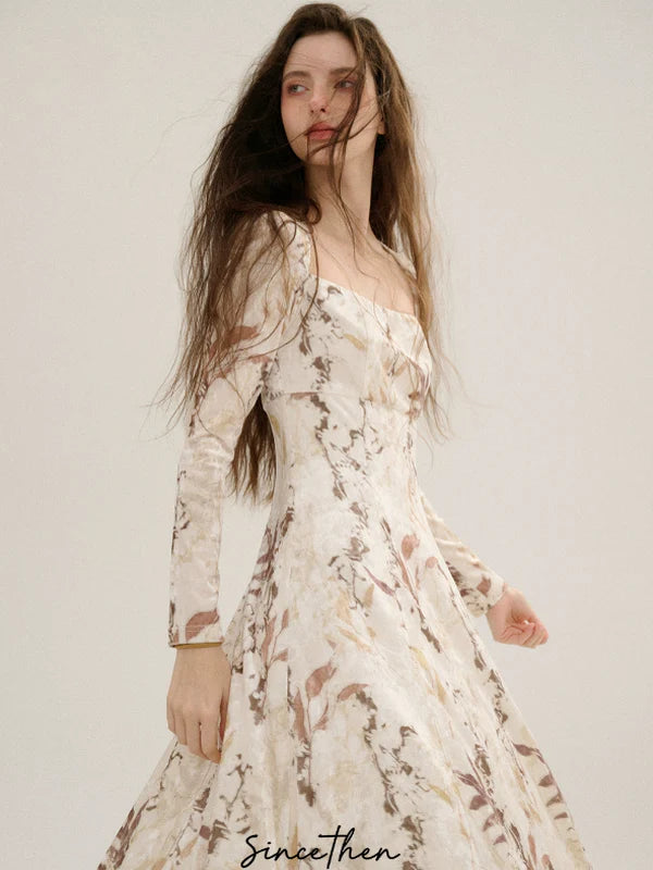Ivory Velvet Winter Blossom Dress