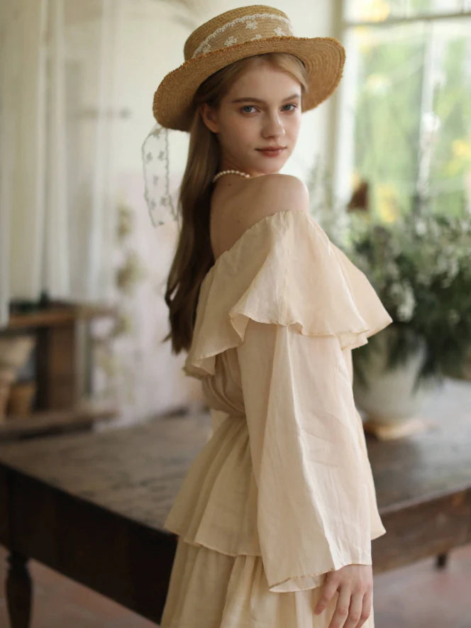 Sunlit Ruffle Linen Dress