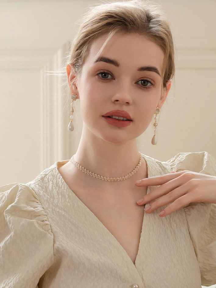 Golden Bloom Pearl Drop Earrings