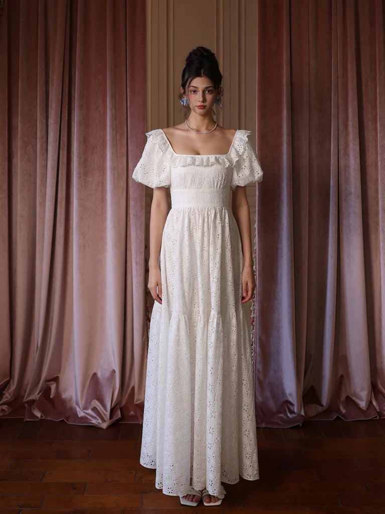 Daisy Lace Back Bow Cotton Dress