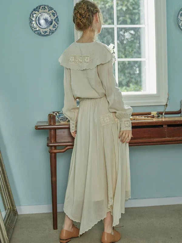 Autumn's Serene Verse Dress