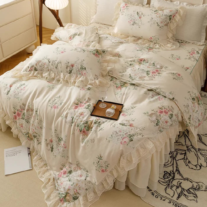 Floral Princess Cotton Frill Bedding Set
