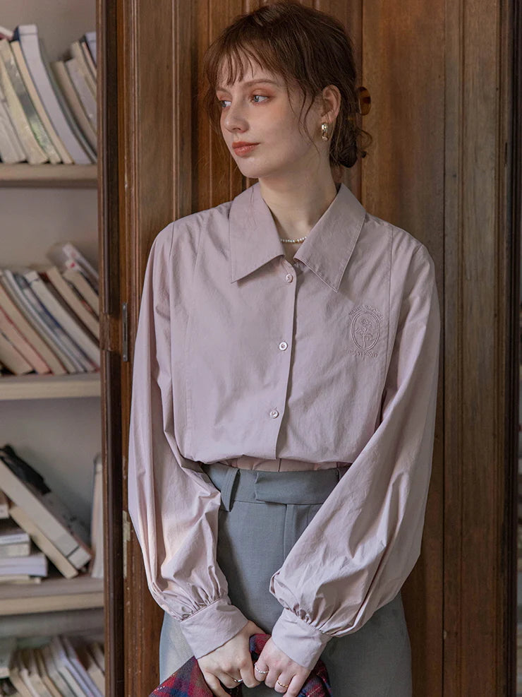 Lavender Blossom Embroidered Blouse