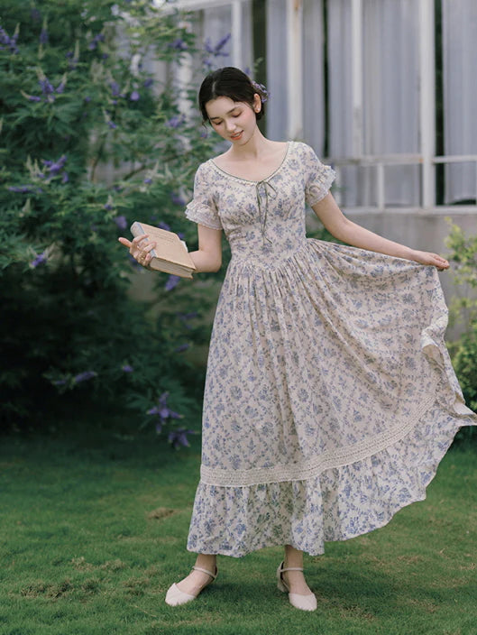 Blue Garden Vintage Lace Dress
