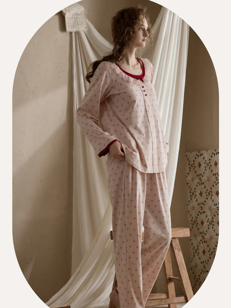 Cherry Blossom Ruffle Pajama Set