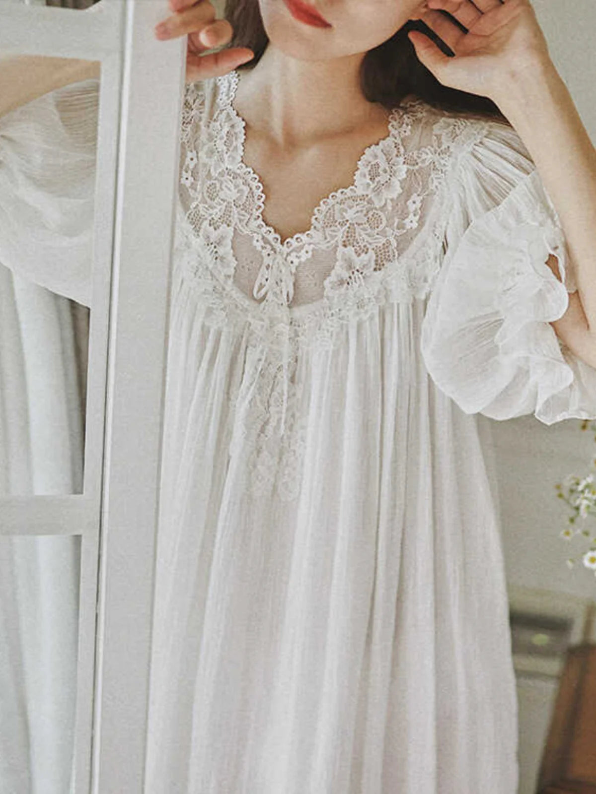 Lace Bloom Cotton Nightgown