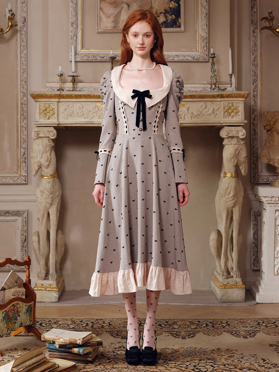 Romantic Bow Embroidered Dress