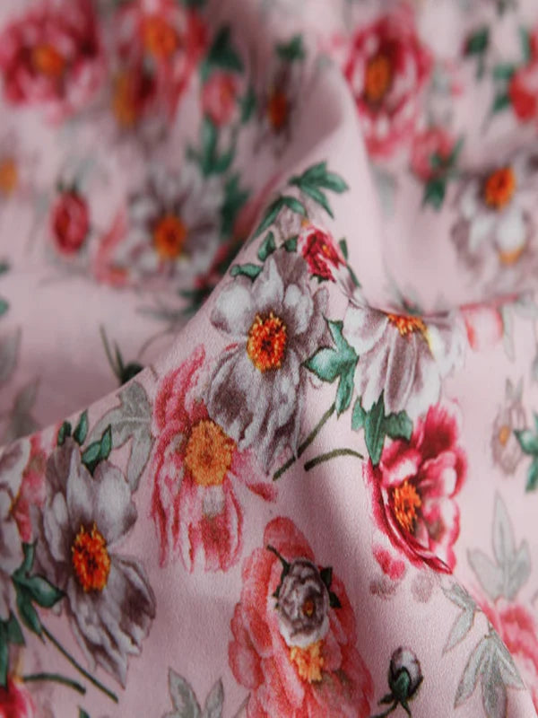 Vintage Pink Flower Off-Shoulder Dress