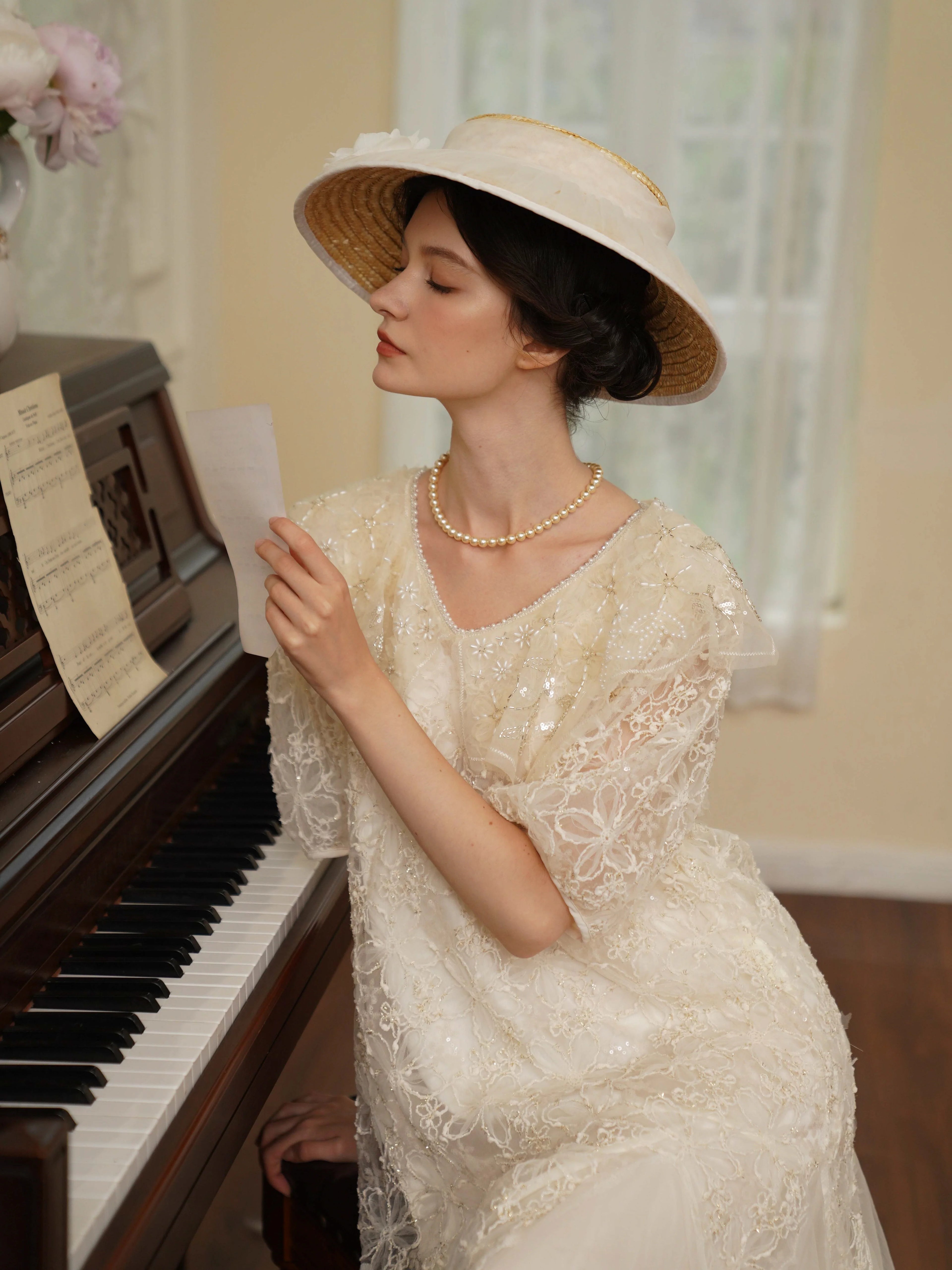 Ivory Lace Garden Waltz Dress