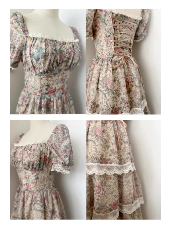 Antique Rose Lace Corset Dress