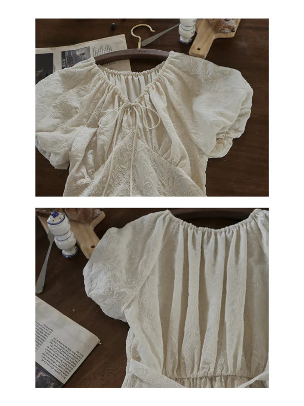 Enchanted Embroidered Puff Sleeve Dress