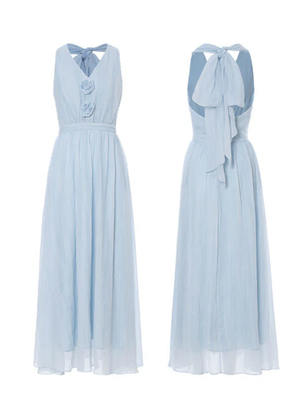 Ethereal Rosette Halter Dress