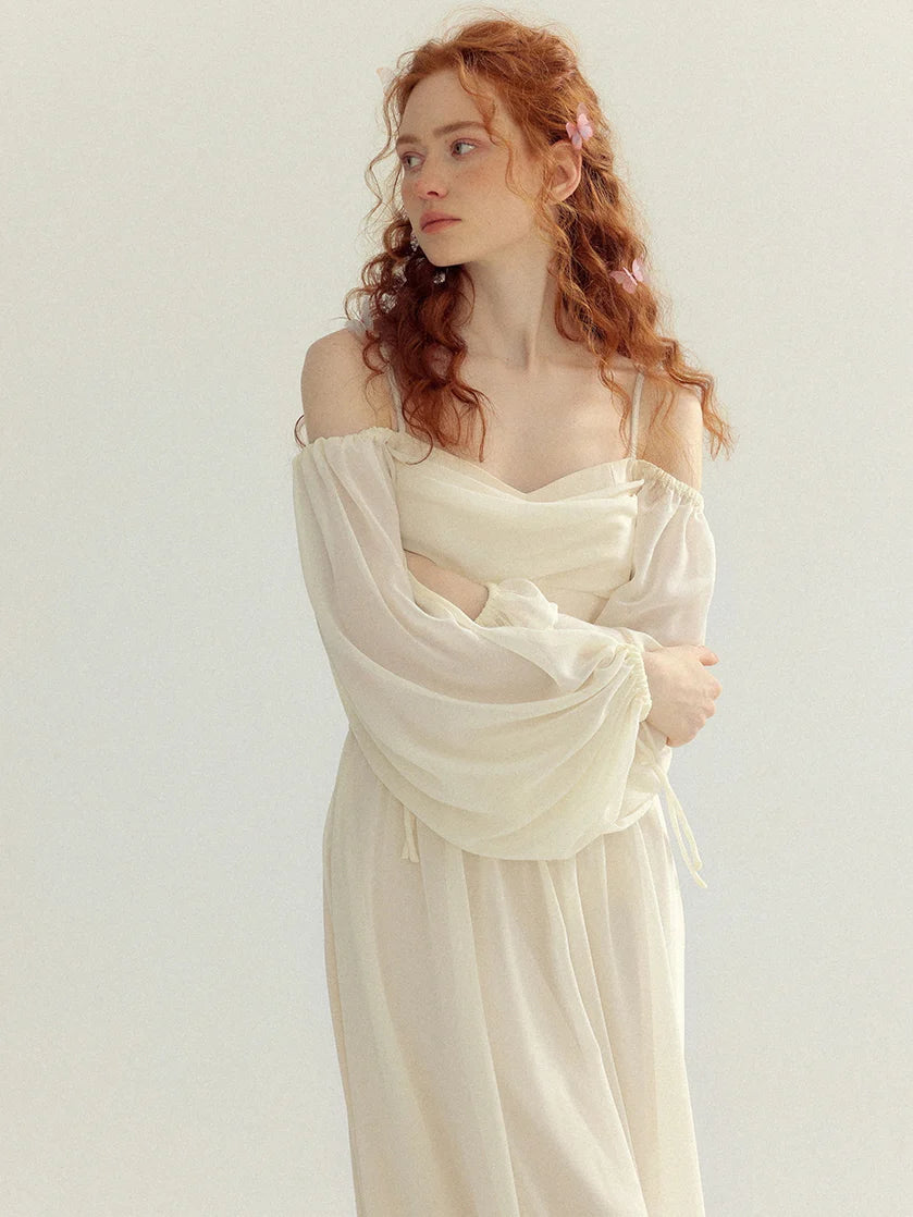 Ethereal Off-Shoulder Chiffon Dress