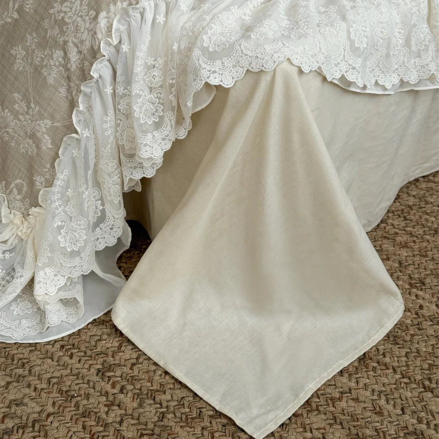 Beige Floral Lace Ruffle Bedding Set
