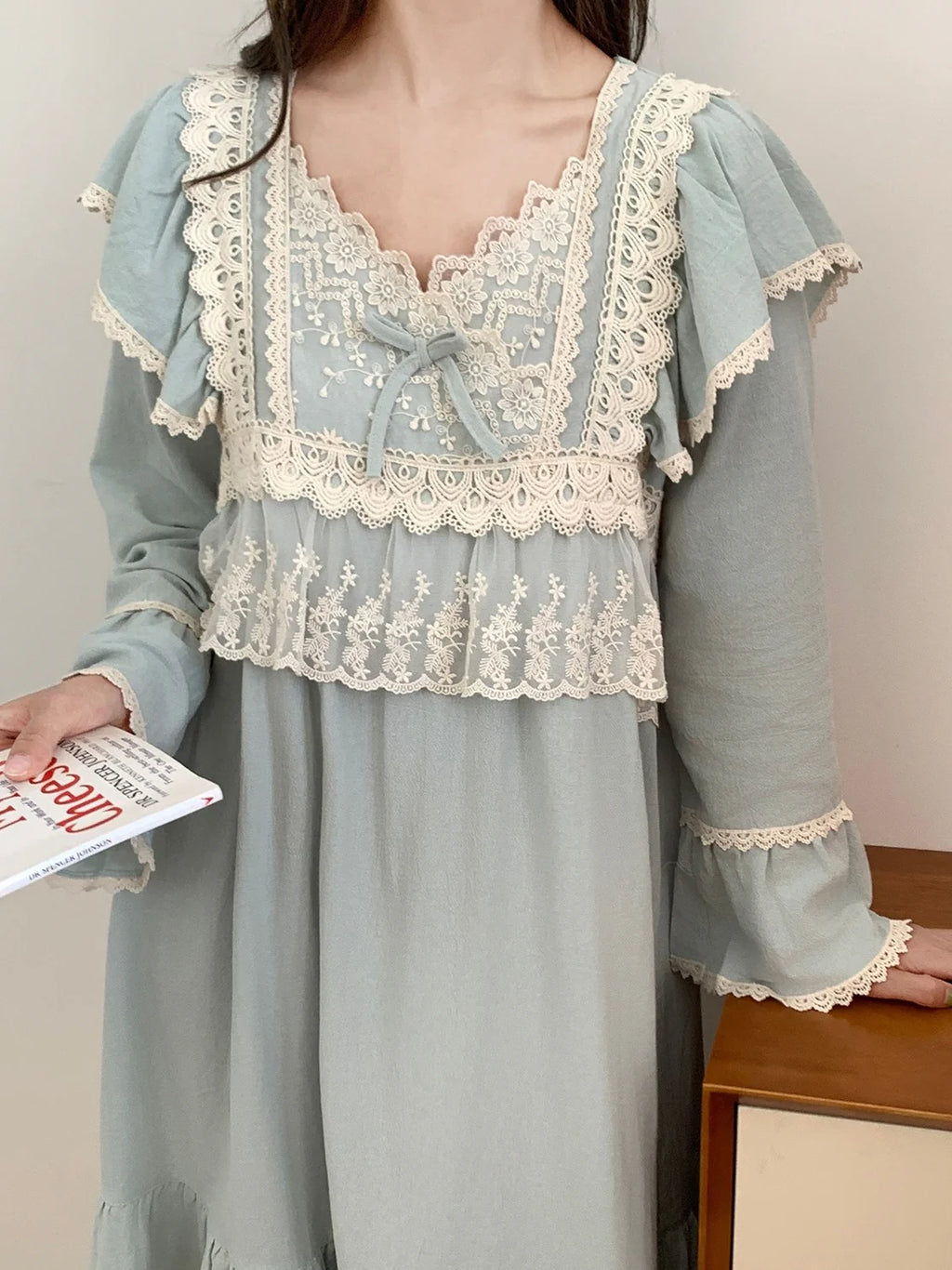 Vintage Lace-Trimmed Cozy Loungewear