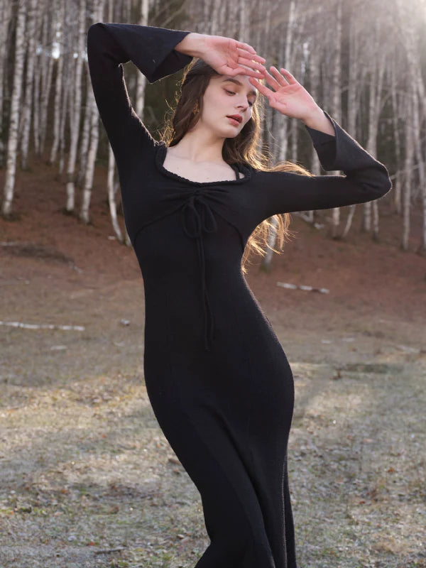 Classic Grace Black Cable Knit Dress