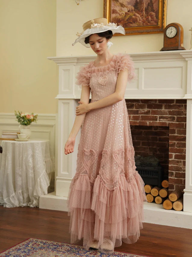 Blush Heart Ruffle Tulle Dress