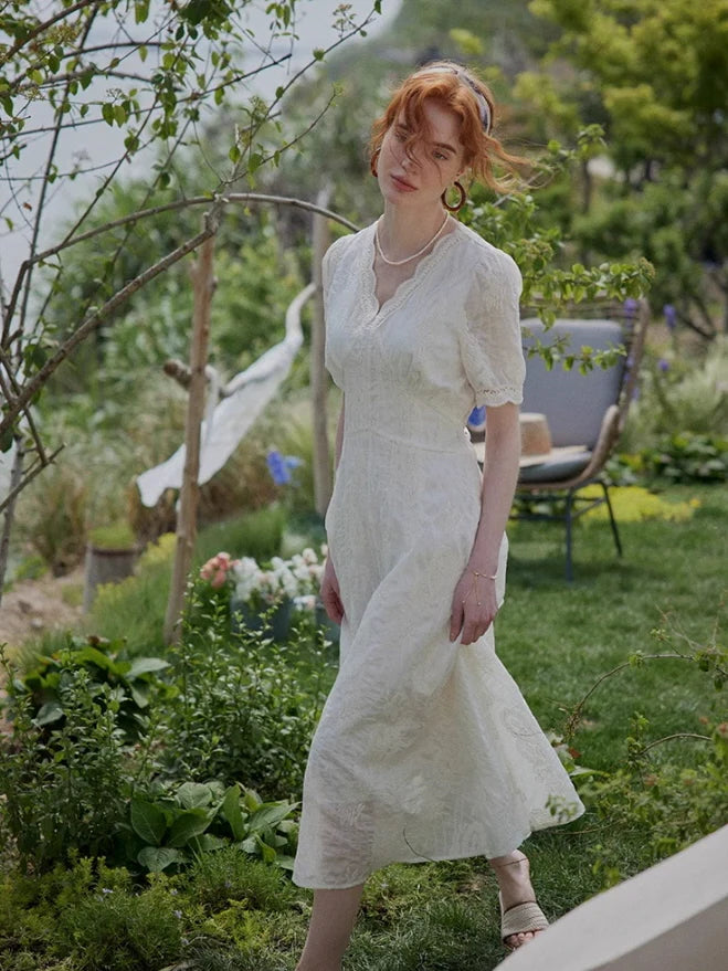 Romantic Garden Lace Embroidered Dress