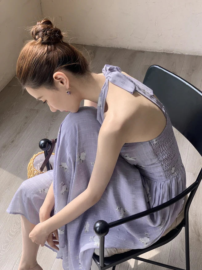 Lavender Bow Halter Dress