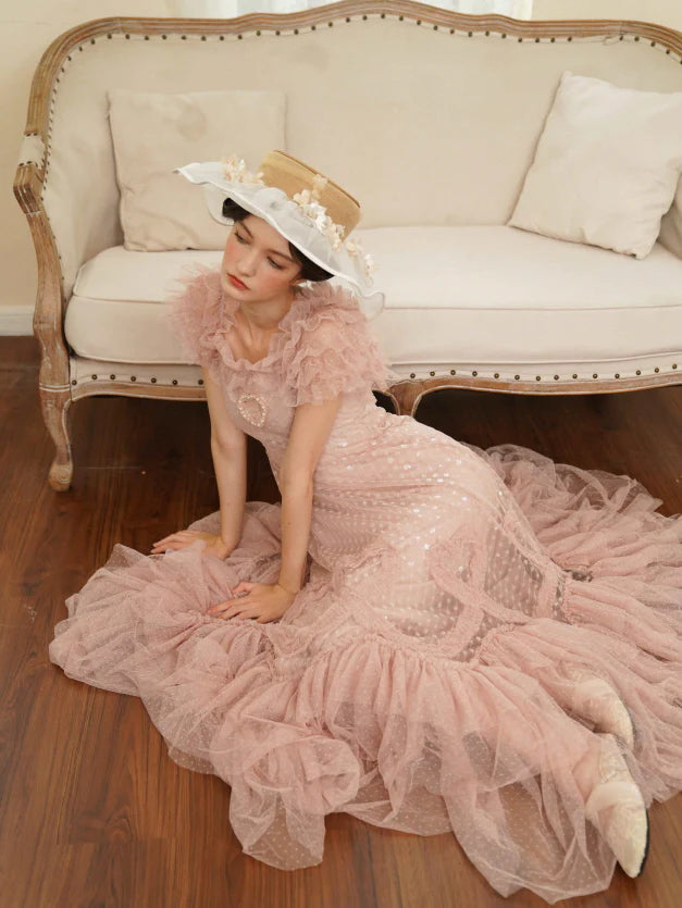 Blush Heart Ruffle Tulle Dress