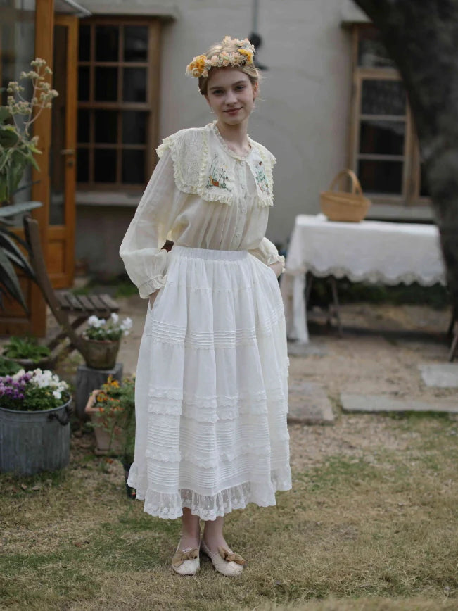 Wild Garden Embroidered Ramie Blouse