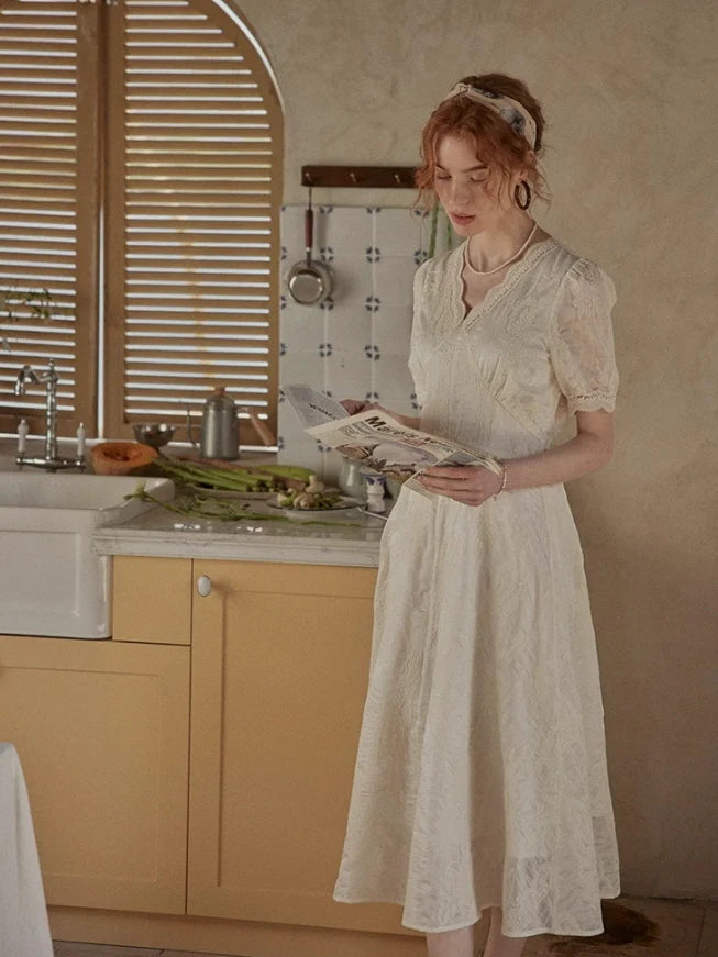 Romantic Garden Lace Embroidered Dress