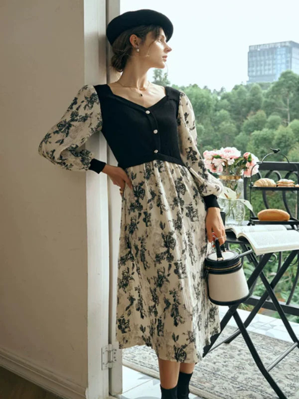 Vintage Blooms in Noir Dress