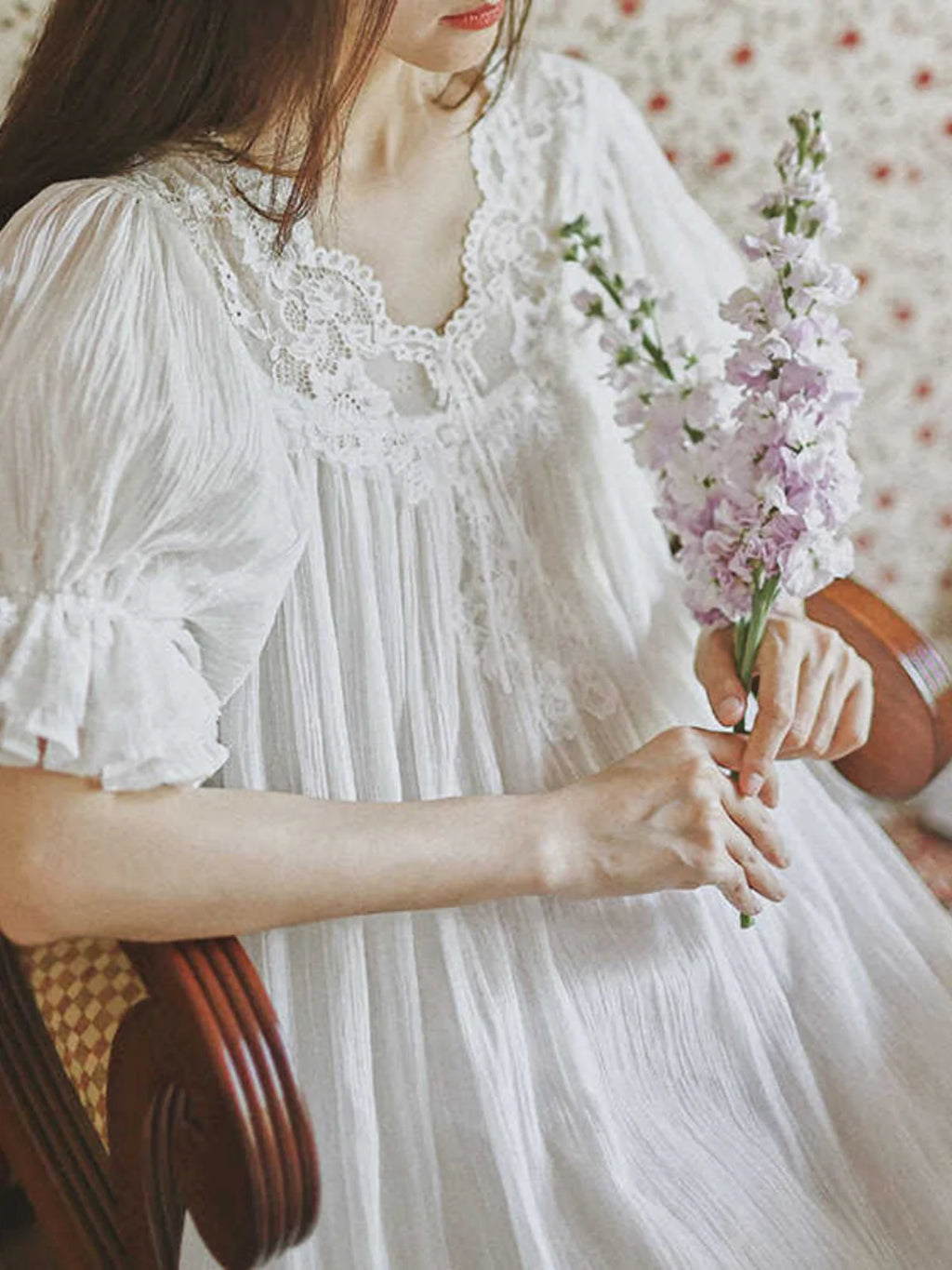 Lace Bloom Cotton Nightgown