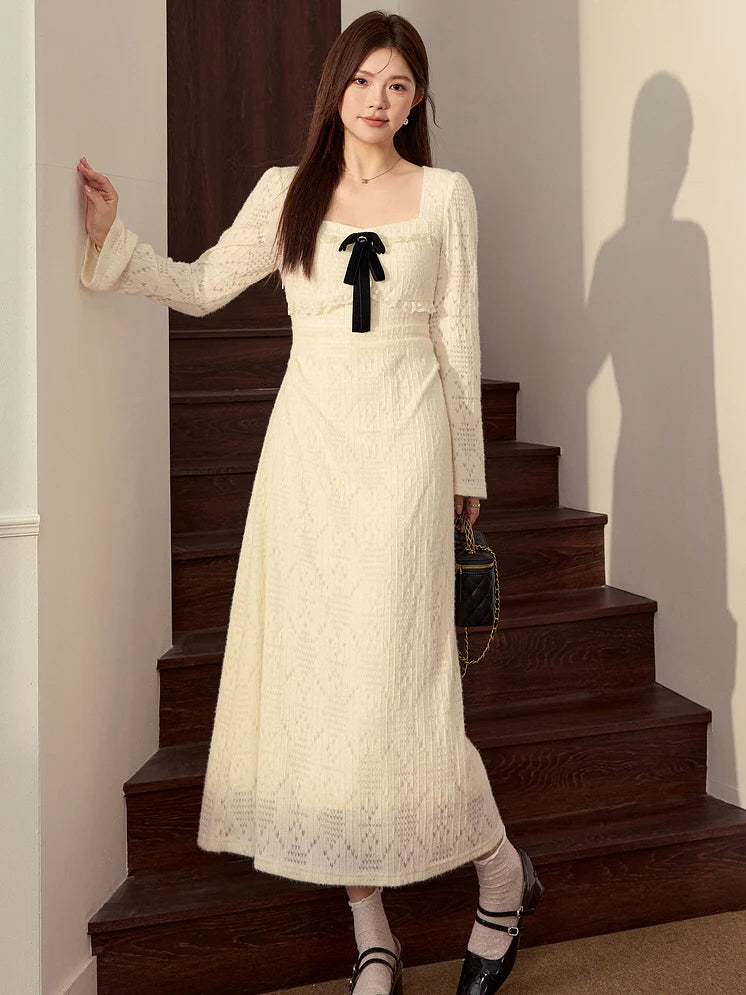 Velvet Ribbon Vintage Lace Knit Dress