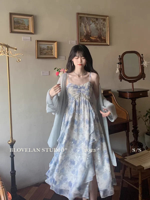 Enchanted Fairy Meadow Blue Dress