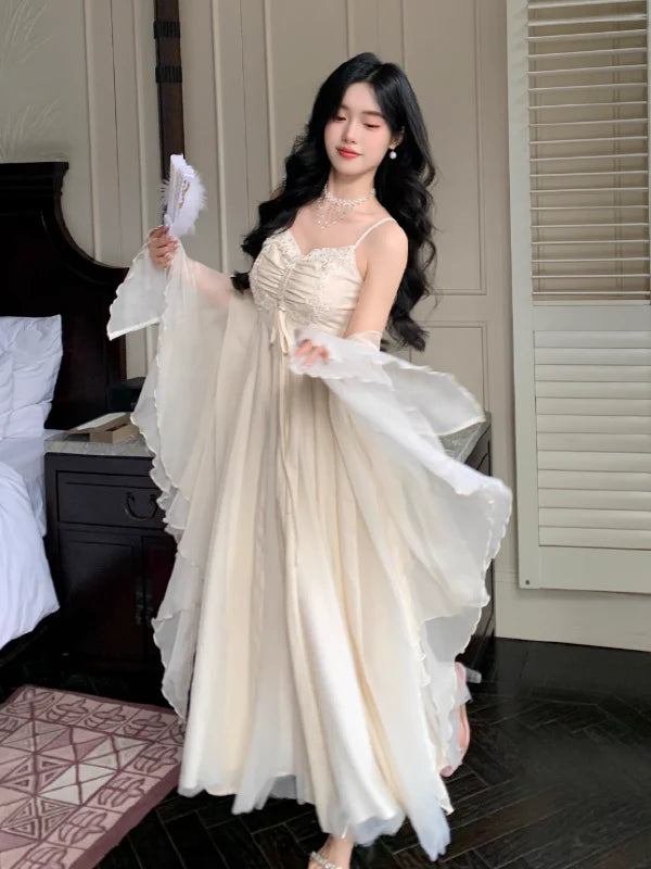 Ivory Lace and Pleats Princess Dress